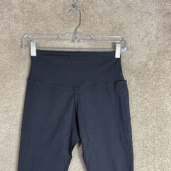 American Giant Crop Power Leggings Womens Size 4 Black Performance Side Pocket - Picture 11 of 11
